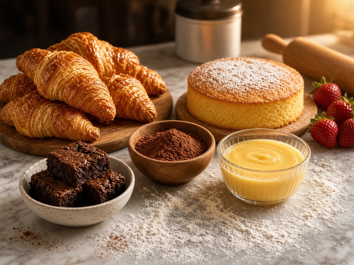 Bakery ingredients and fresh pastries