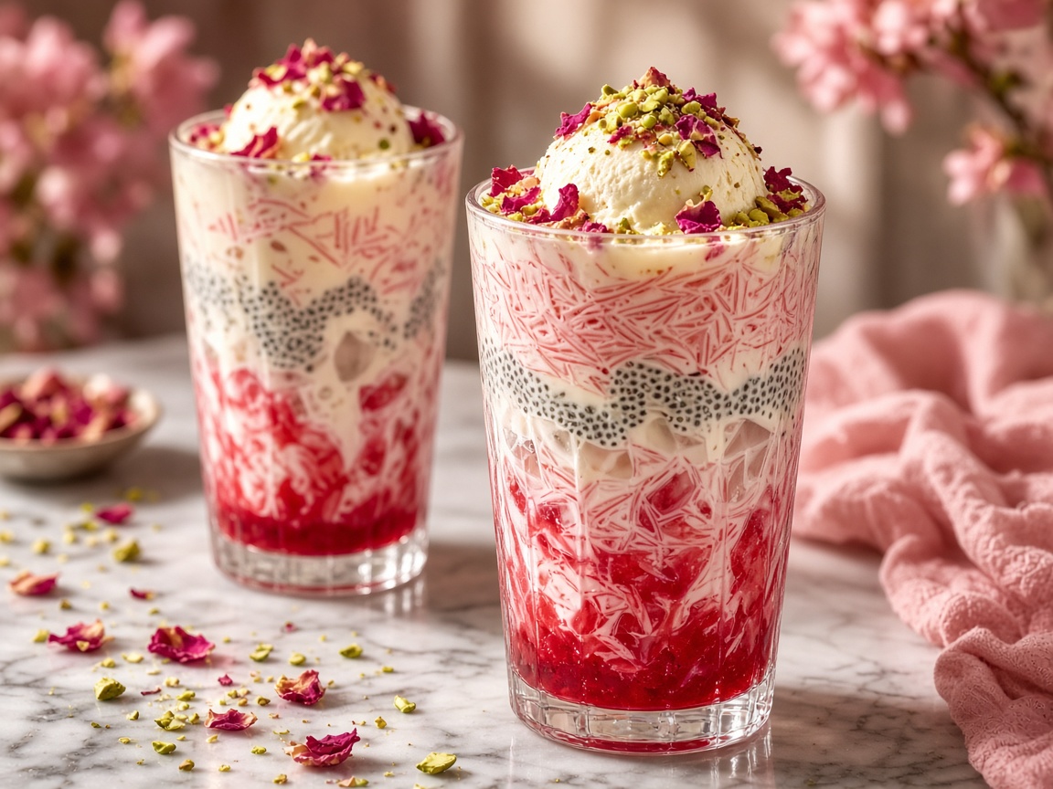 Rose faluda dessert glasses