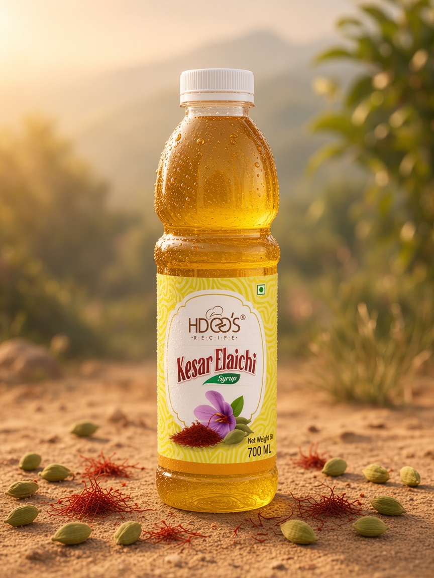 Hdees Kesar Elaichi syrup bottle