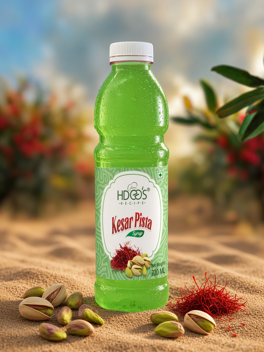 Hdees Kesar Pista syrup bottle