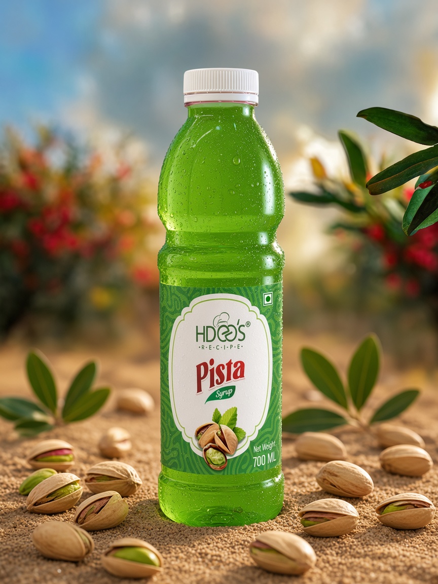 Hdees Pista syrup bottle
